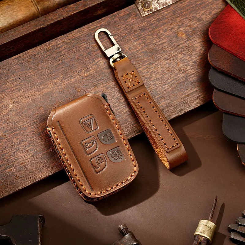 Leather Car Key Case Cover Fob for Jaguar XFL XEL Land Rover Rangerover Evoque Accessories Discover 5 Freelander Keychain Holder