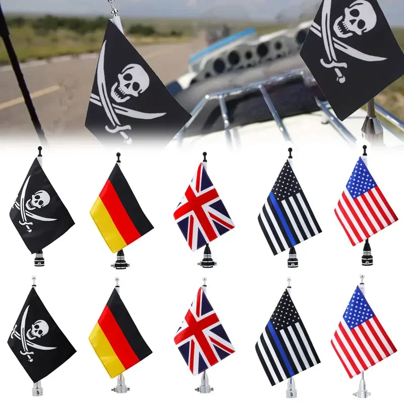 Chrom Schwarz Motorrad Motocross Hinten Seite Montieren Flagge Für Harley Bobber Custom Gepäckträger Pole Amerikanische Flagge
