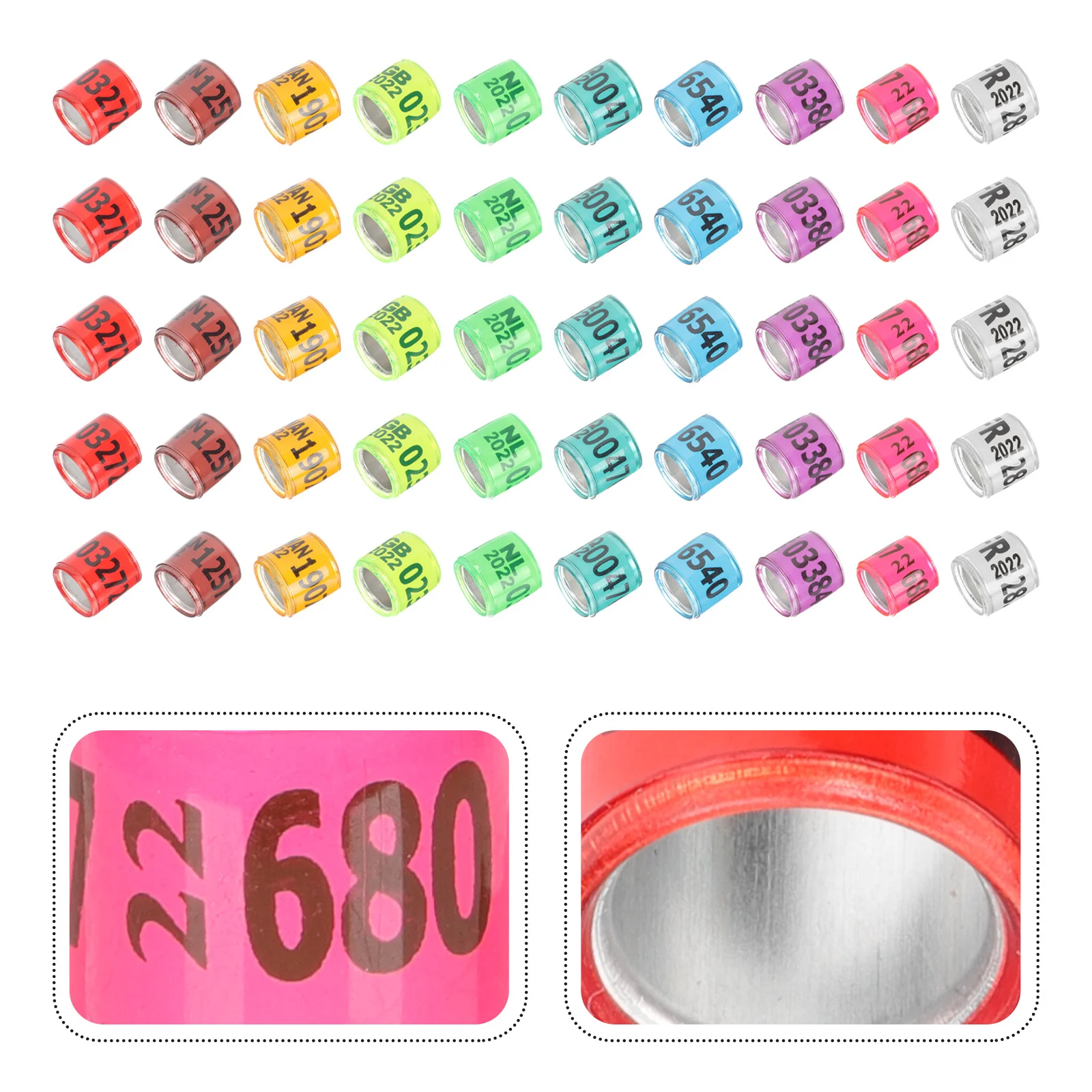 

100pcs Identification Rings Durable Bird Leg Aluminum Bright Colors Bird Marker Pigeon Leg Pet Supplies
