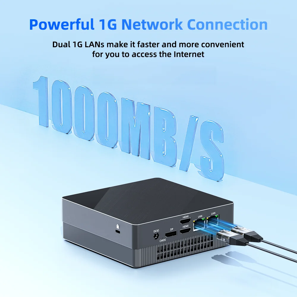 TexHoo Mini PC Ryzen 5 5600U 6C/12T Triple Display 16G 256G DP+2xHDMI Dual LAN WiFi6 BT5.2 2xDDR4 Mini Desktop Computer 