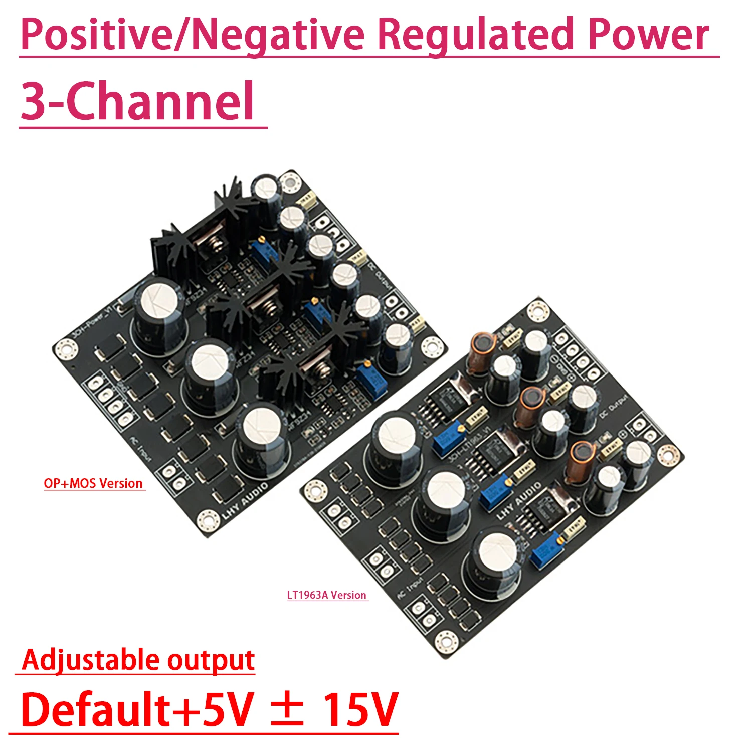 3-Channel DC Linear Positive Negative Regulated Power Supply Board 5V 12V 15V LT1963A OP AMP+MOS Low-Noise HiFi DIY DAC RF POWER