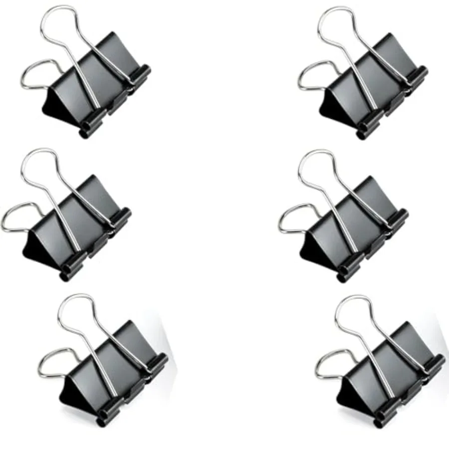 バインダークリップ 小型クリップ バインダークリップ ペーパークリップ ワンサイズ 幅0.75インチ 60個入り ブラック