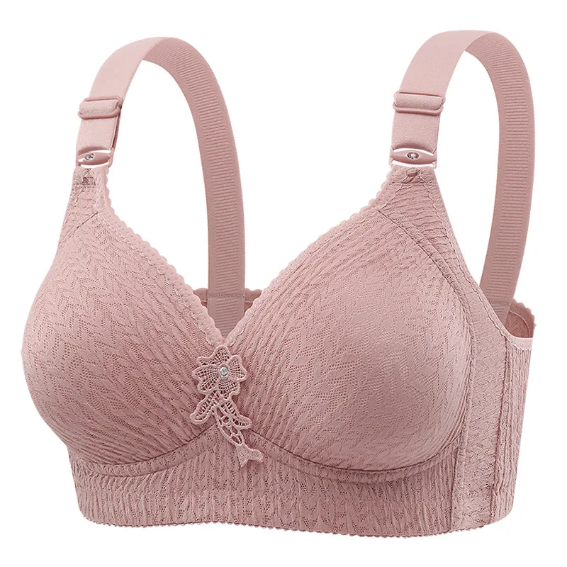 Solid Color Womans Plus-Size Girl's Brassiere Breathable Supportive Side-Slimming Back 4-Row Hook Adjustable Strap Ladies' Bra