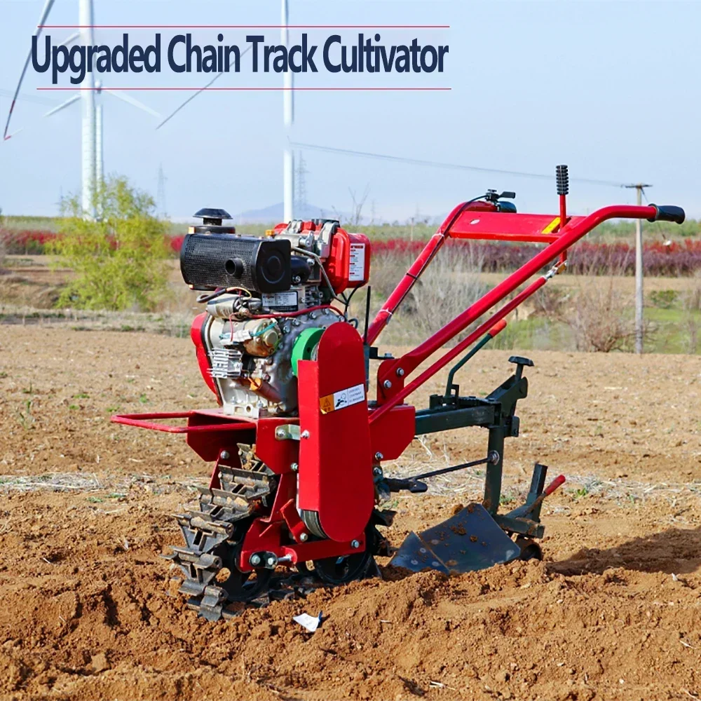 

New Chain Rail Micro-Till Small diesel plow Pastoral management machine Hand Pull Electric Start Gasoline Agricultural Machinery