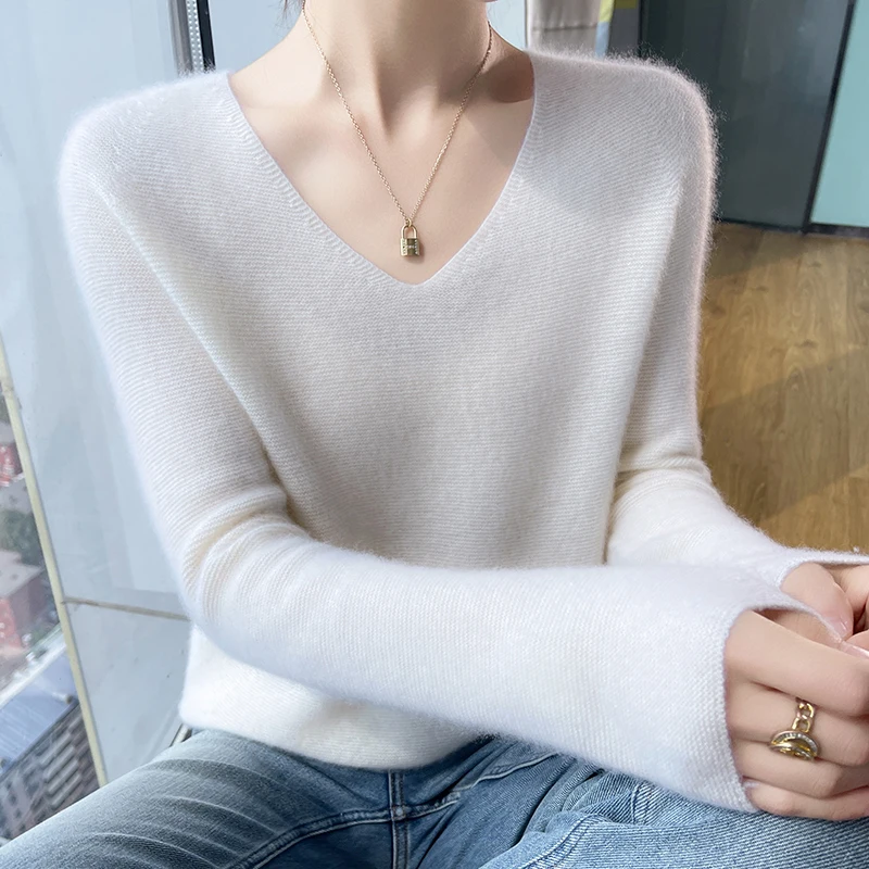 New Autumn Winter Women O-neck Thick Wool Pullover Sweater 100% Merino Wool High Quality Knitwear Soft Warm Cashmere Sweater