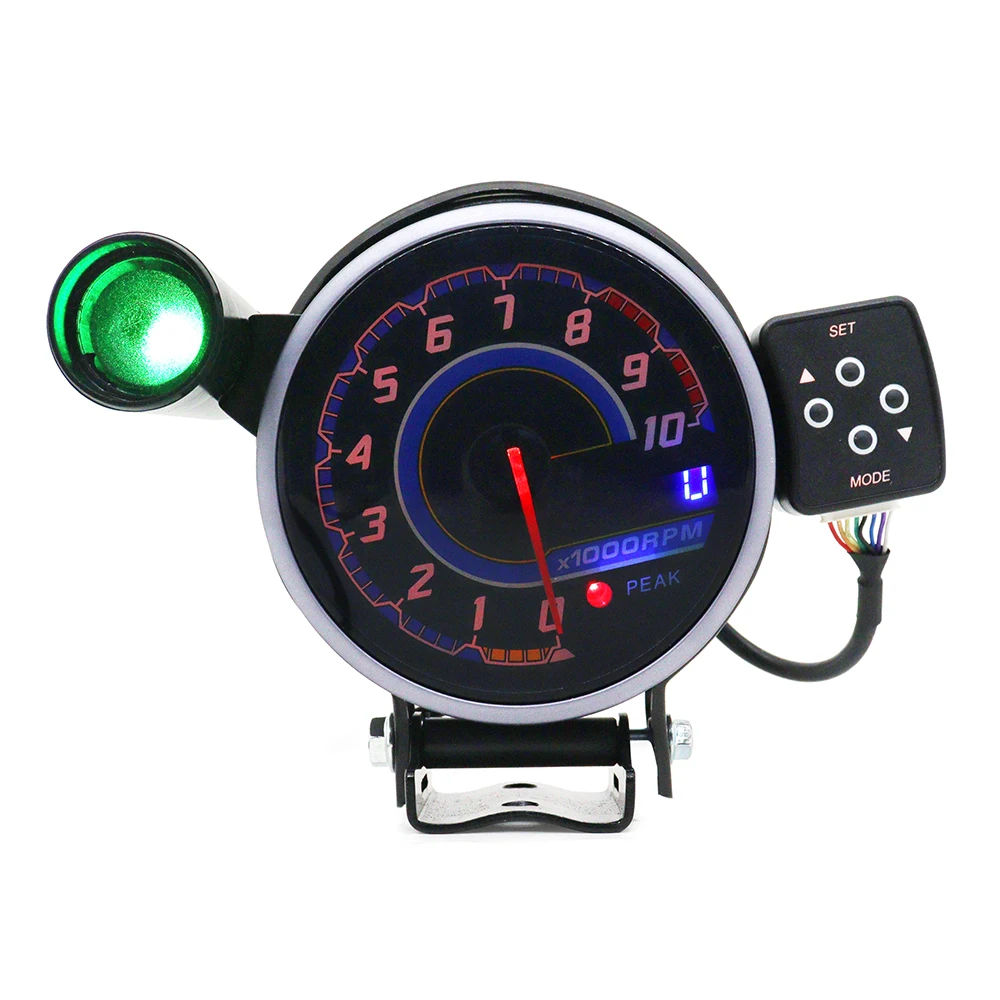 95MM Tachometer RPM Gauge Stepper motor Three Led Color Display With Shift Light Black Face Car Tachoscope Gauge