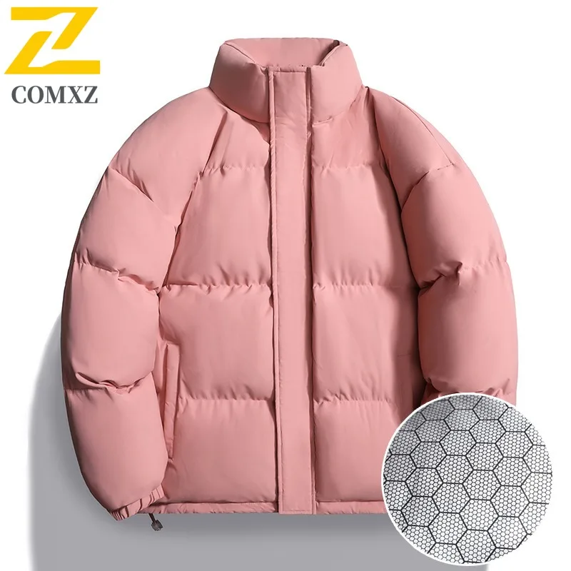 

COMXZ Мужская зимняя куртка с воротником-стойкой, однотонная уличная хлопковая стеганая куртка 2025 года, теплая стеганая куртка высокого качества для кемпинга