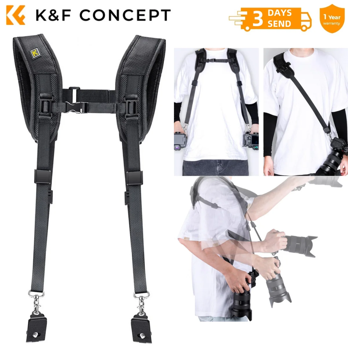 

K&F Concept Dual Digital Camera Strap Adjustable Double Shoulder Quick Release Camera Strap Camcorder Straps For DSLR SLR Rope