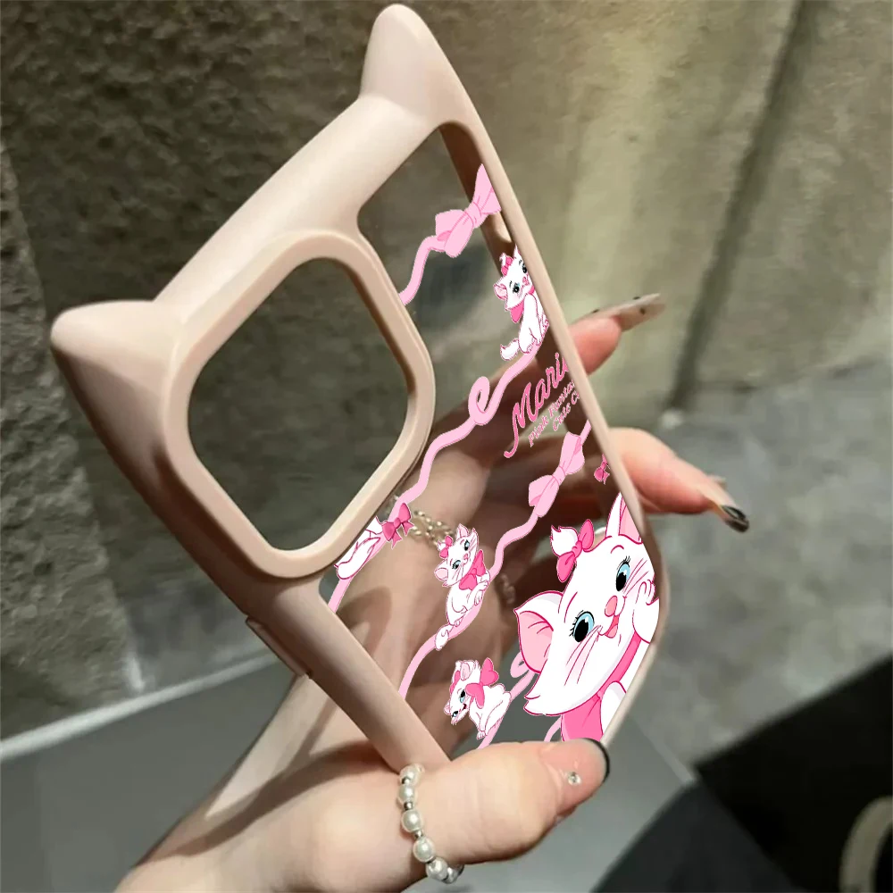 Marie Cat Cute Cat Ear Phone Case For iPhone 15 14 13 12 11 Pro Max Transparent Shockproof Hard Acrylic Soft Silicone Bumper