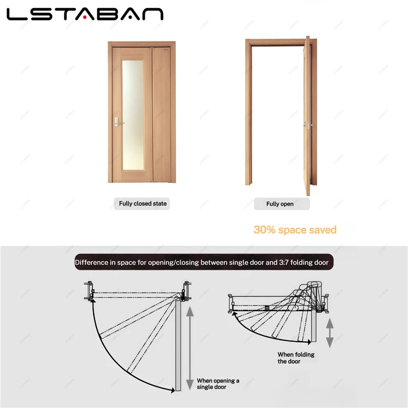 Three-Seven Folding Door Hardware Hinge With Overhead Sliding Track System Set 37 Open Folding Sliding Door Hanging Rail Pulley
