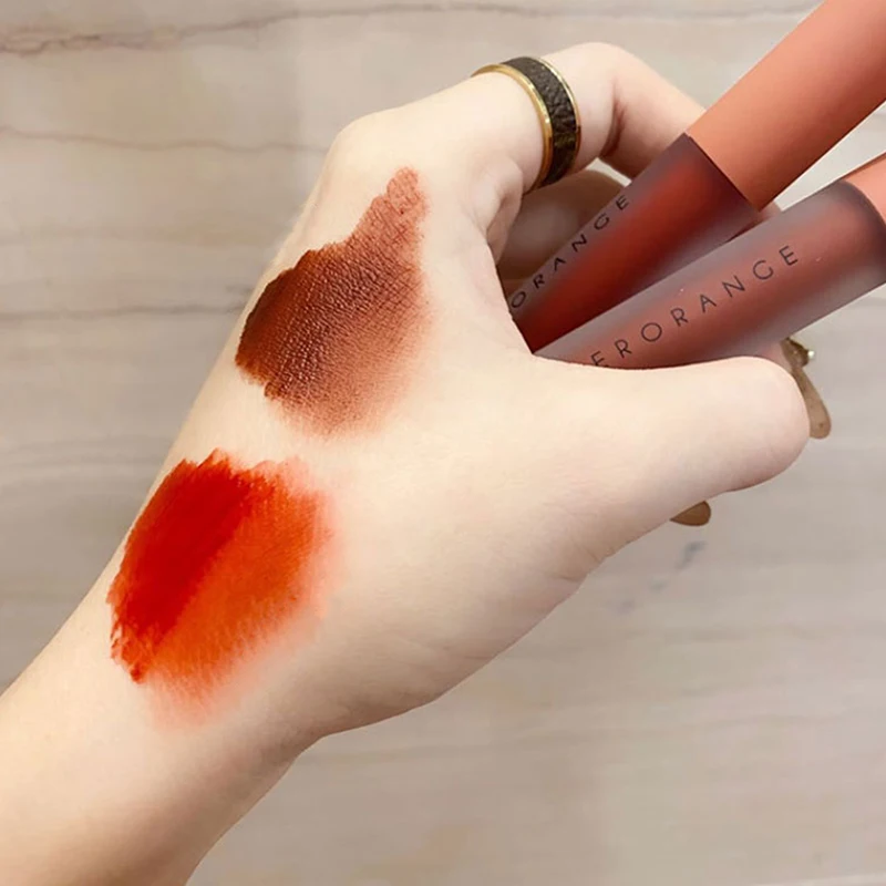 HERORANGE Velvet Matte Lip Mud Lip Glaze Waterproof Non-smudging Non-sticky Long Lasting Non-stick Cup Easy Application Makeup