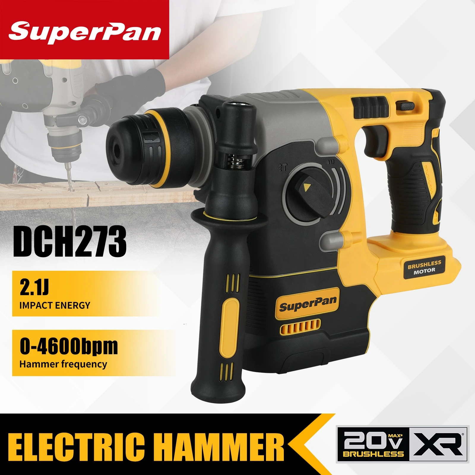 

Ударная дрель DCH273 DIY Repair Tool 20V, 1100 об/мин, 4600 ударов/мин, Superpan, для аккумулятора DeWalt 20V