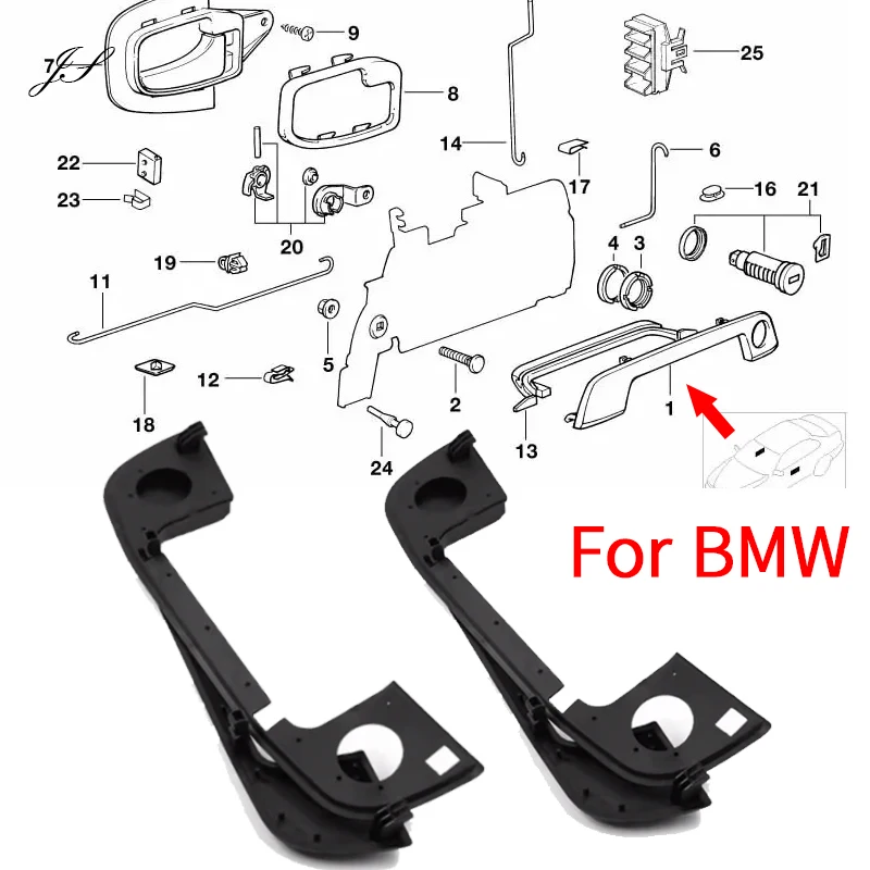 

4Pc Left Right Rear Front Door Handle Rubber Seal Gaskets 51218122441 For BMW E36 E34 E32 3 5 7 Series Series 51218122442 Paarts