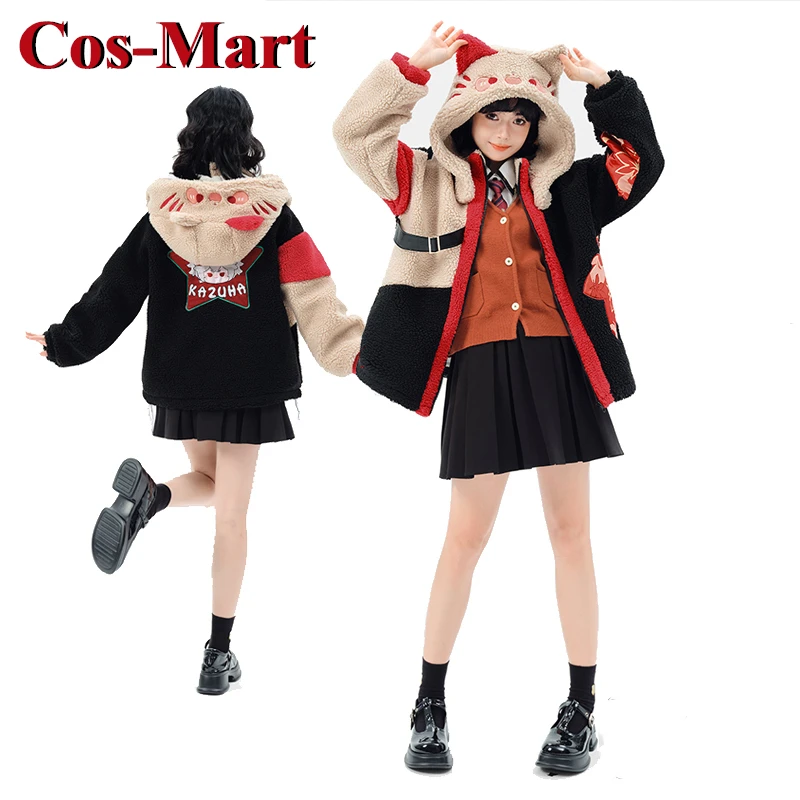 

Cos-Mart Game Genshin Impact Kaedehara Kazuha Cosplay Costume Keep Warm Lamb Wool Coat Plush Hoodie Party Role Play Clothing