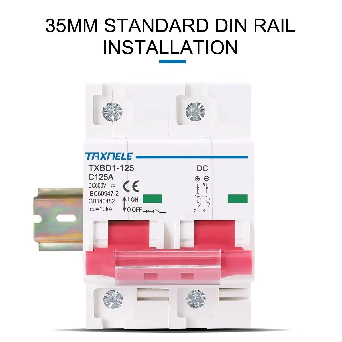 DC 600V 2P Solar Mini Circuit Breaker Battery Switch 80A 125A 100A DC MCB for Photovoltaic PV System