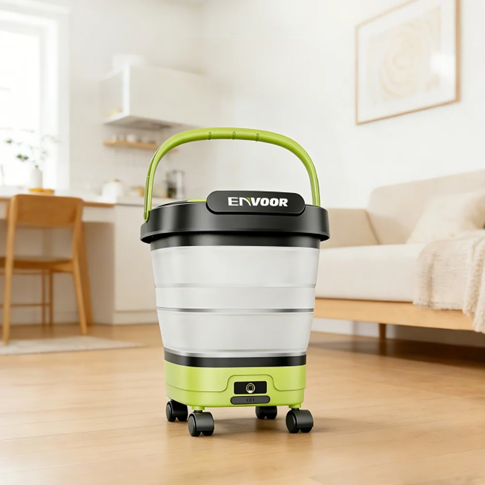 Foldable Bucket Electric Pressure Washer, 12L Portable Power Cleaner With Wheels For Car Wash, Patio And Outdoor Cleaning