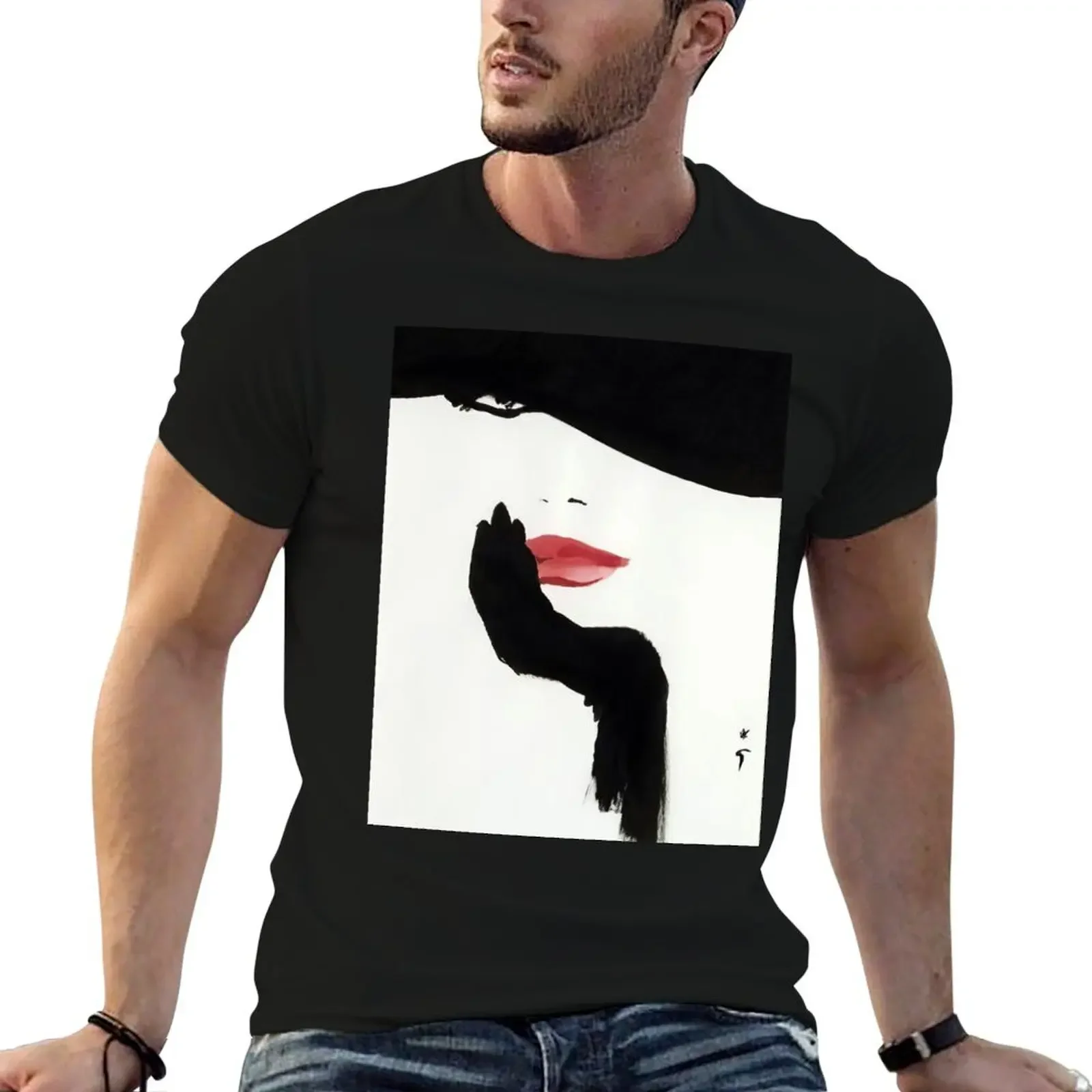 

Black Hat Minimalist Fashion Retro Vintage Poster T-Shirt valentines boutique clothes blue lock mens workout shirts