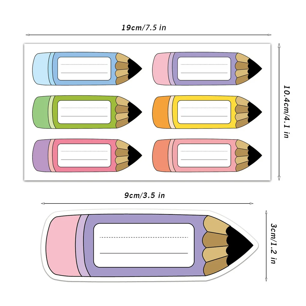 120Pcs Pencils Name Tag Stickers Back to School Colorful Pencils Nameplates Students Desk Name Tags Bulletin Board Locker Labels
