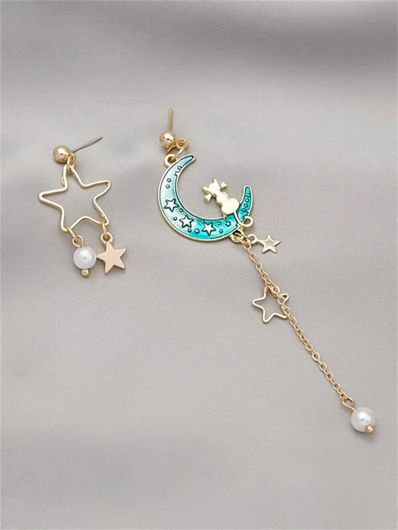 Star Moon Decor Drop Earrings for Women Cute Moon Star Dangle Earrings for Girls Sailor Moon Jewelry Gift