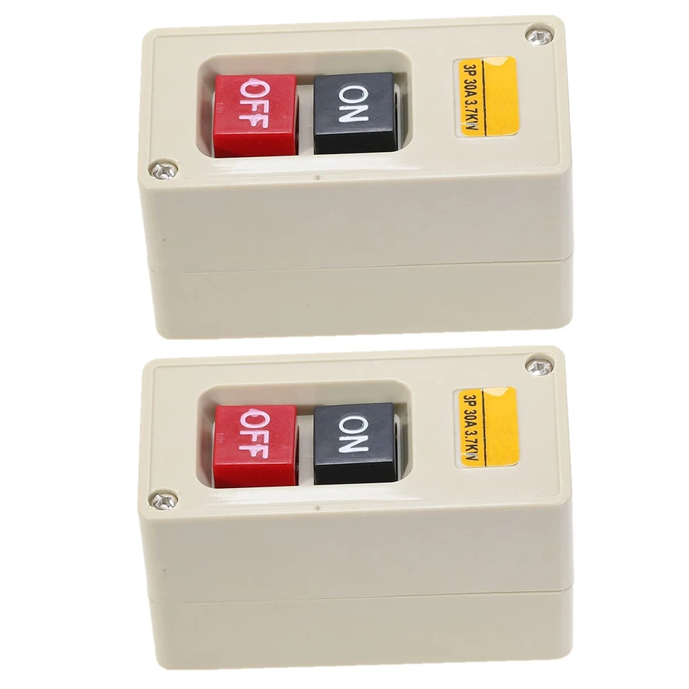 2PCS For TBSP-330 Button Switch 3P 3 Phase 30A 3.7KW Maintained On/Off Power Pushbutton Switch  Electrical Equipment