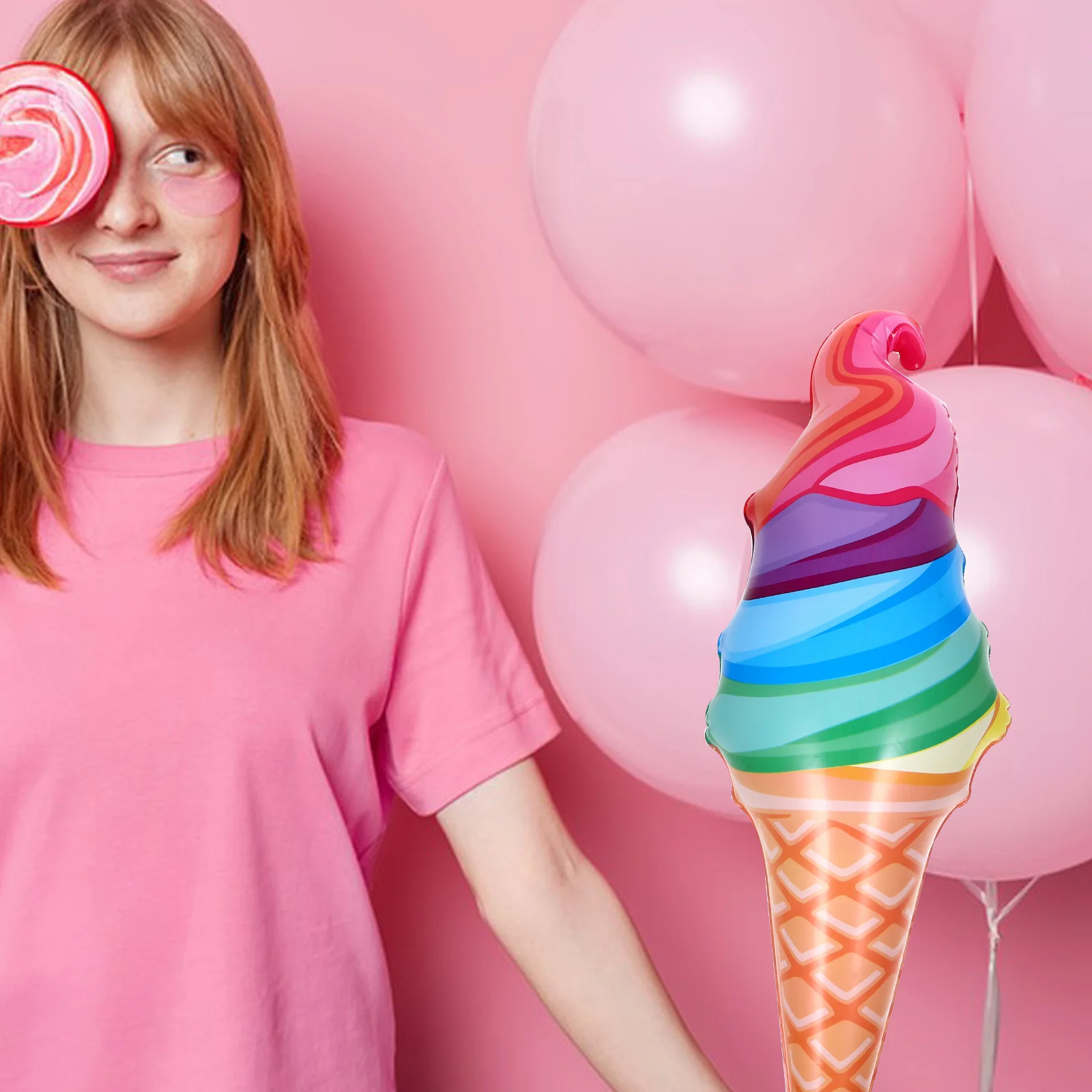 

1pc Inflatable Ice Cream Balloon Realistic Pvc Party Decor For Kids Birthday Wedding Carnival Gift Room Decoration