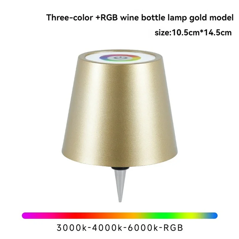 ABMH-2X Lampada per bottiglia wireless Modalità RGB e paralume per bottiglia con regolazione continua a 3 colori Luci per bottiglia ricaricabili per bar G