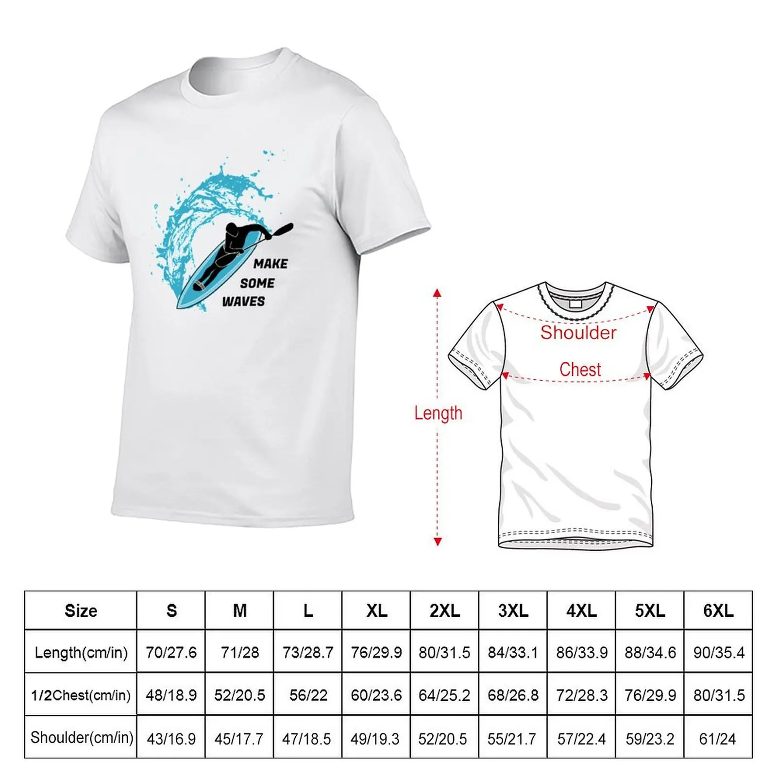 Make some waves kayak paddle ski waveski surfing silhouette T-shirt customs design your own heavyweights for a boy t shirts men