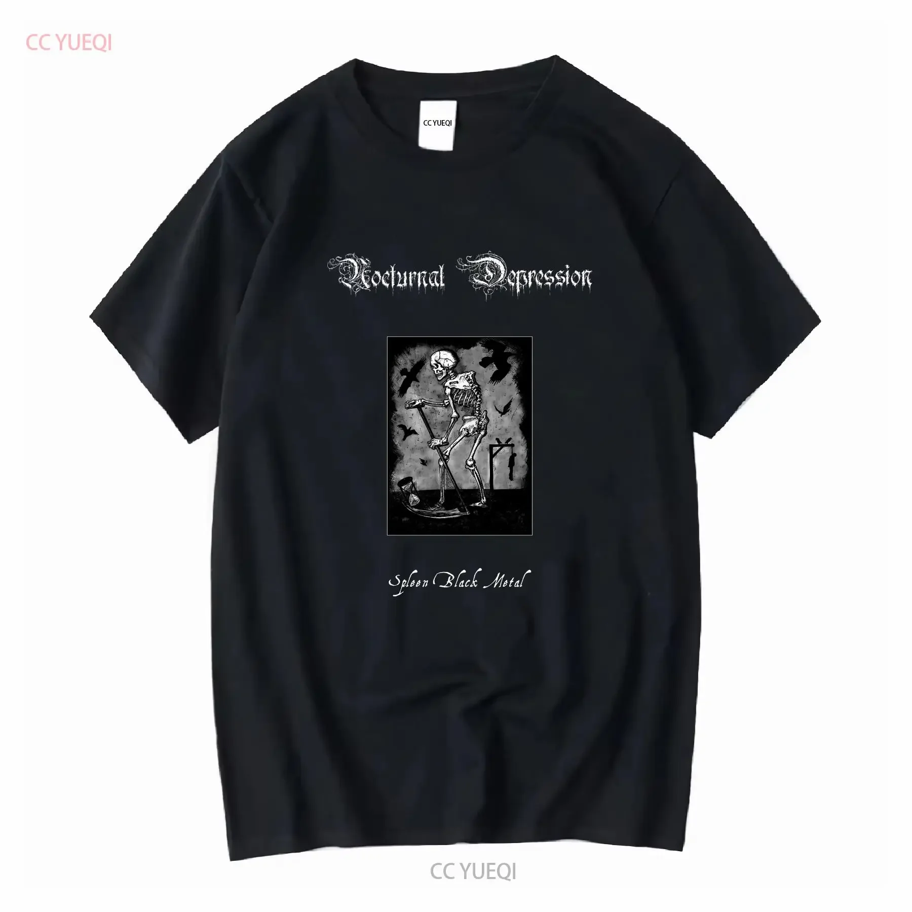 Image of Nocturnal Depression Spleen Black Metal T-Shirt in voller Größe S 5XL, langärmlig, Vintage-Stil, gewaschen, stilvolles Oberteil für den Alltag