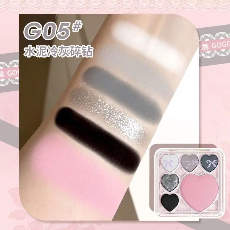 GOGO TALES paleta de sombra de ojos de 6 colores de larga duración fácil de colorear mate perla Mini portátil humo azul brillo sombra de ojos maquillaje