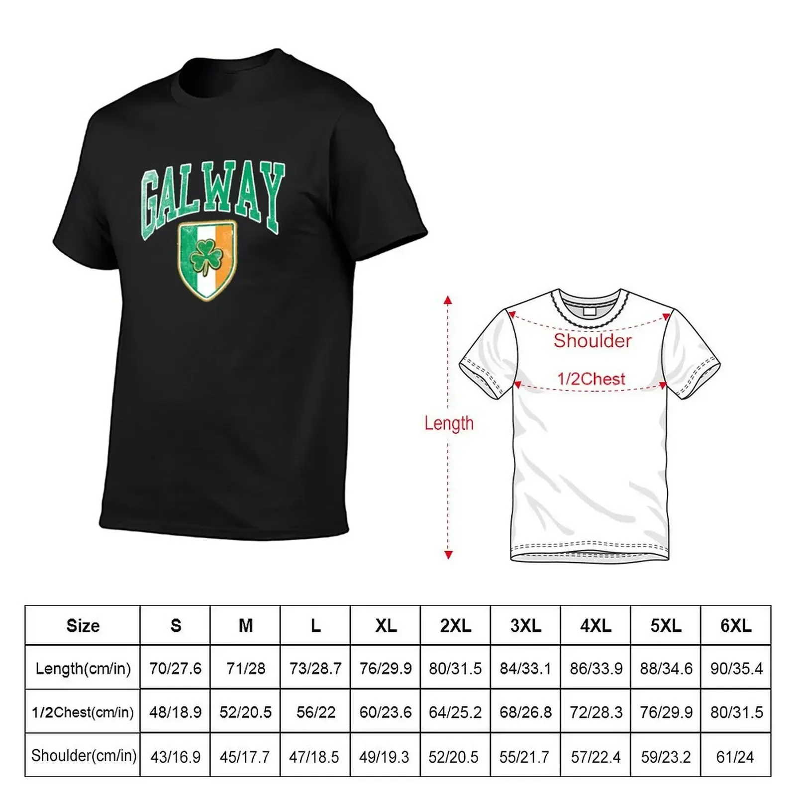 Galway, Ireland with Shamrock T-Shirt oversized street wear baggy shirts big and tall t shirts for men