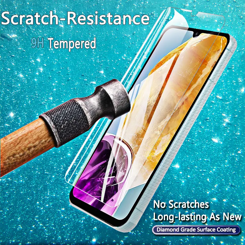 1-4 قطعة حامي الشاشة لهاتف جالاكسي M15 5G سامسونج الزجاج المقسى كريستال 9H عالية الألومنيوم المضادة للخدش حافظة بصمة صديقة