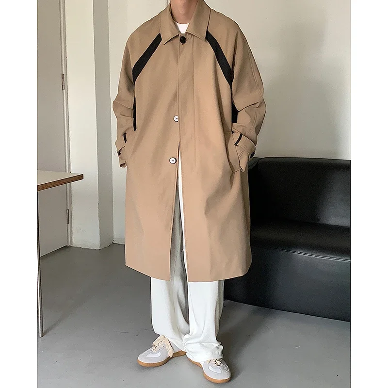 

Men's Trench Coat Windbreaker Mid Long Handsome Autumn Casual Outwear