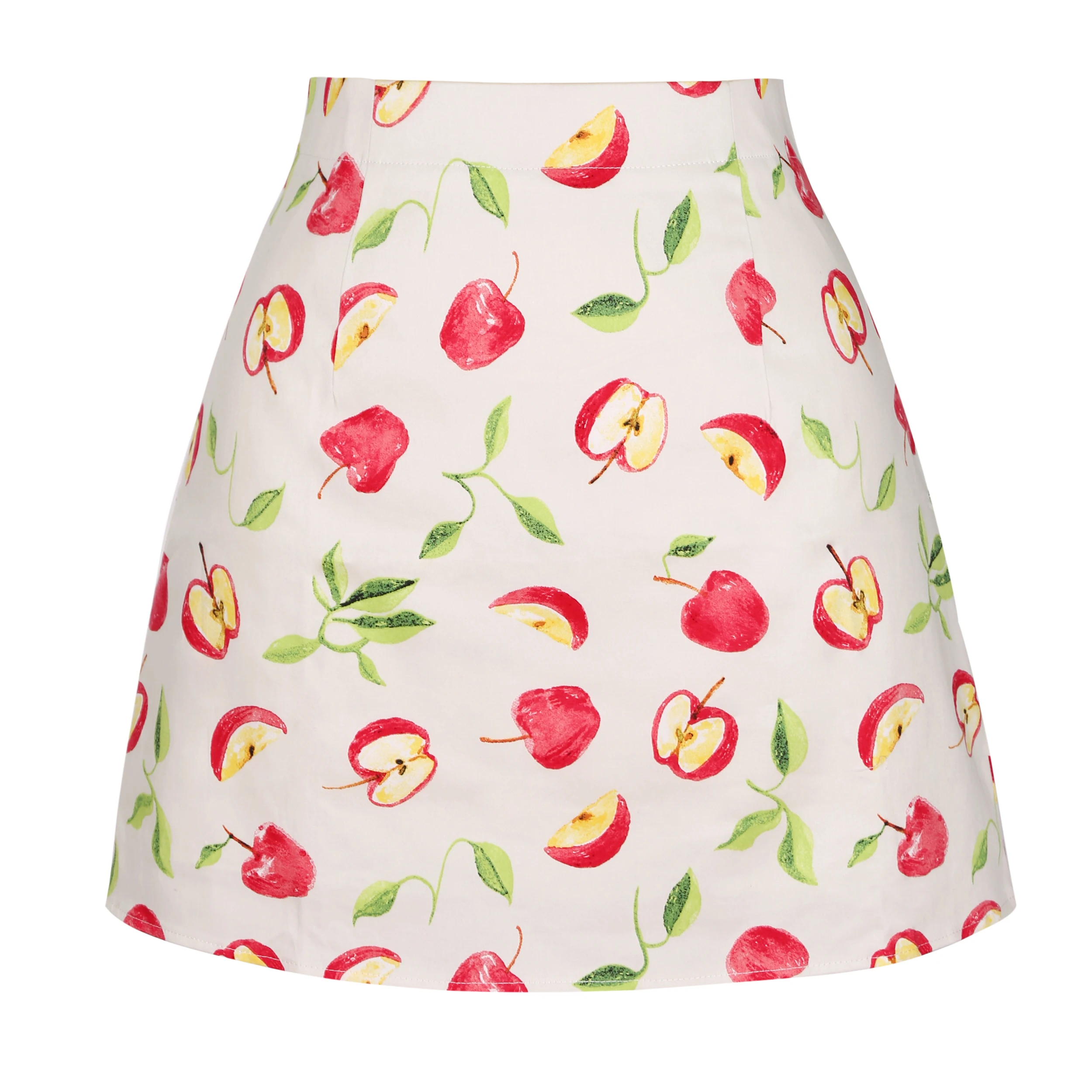 SISHION Student Girl Fruits Printed Beige Summer Skirt SS0008 ropa mujer Sexy Short Style Vintage Mini Skirts Faldas
