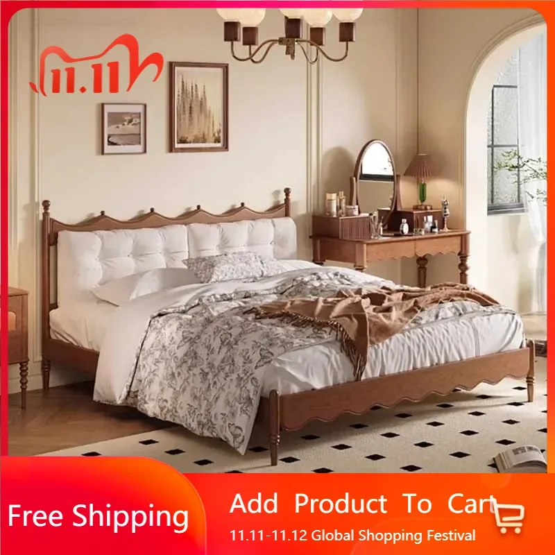 

White Designer Bed Frames European Luxury Villa Platform Modern Twin Bed Frame Full Size Safe Cama De Casal Home Furnitures