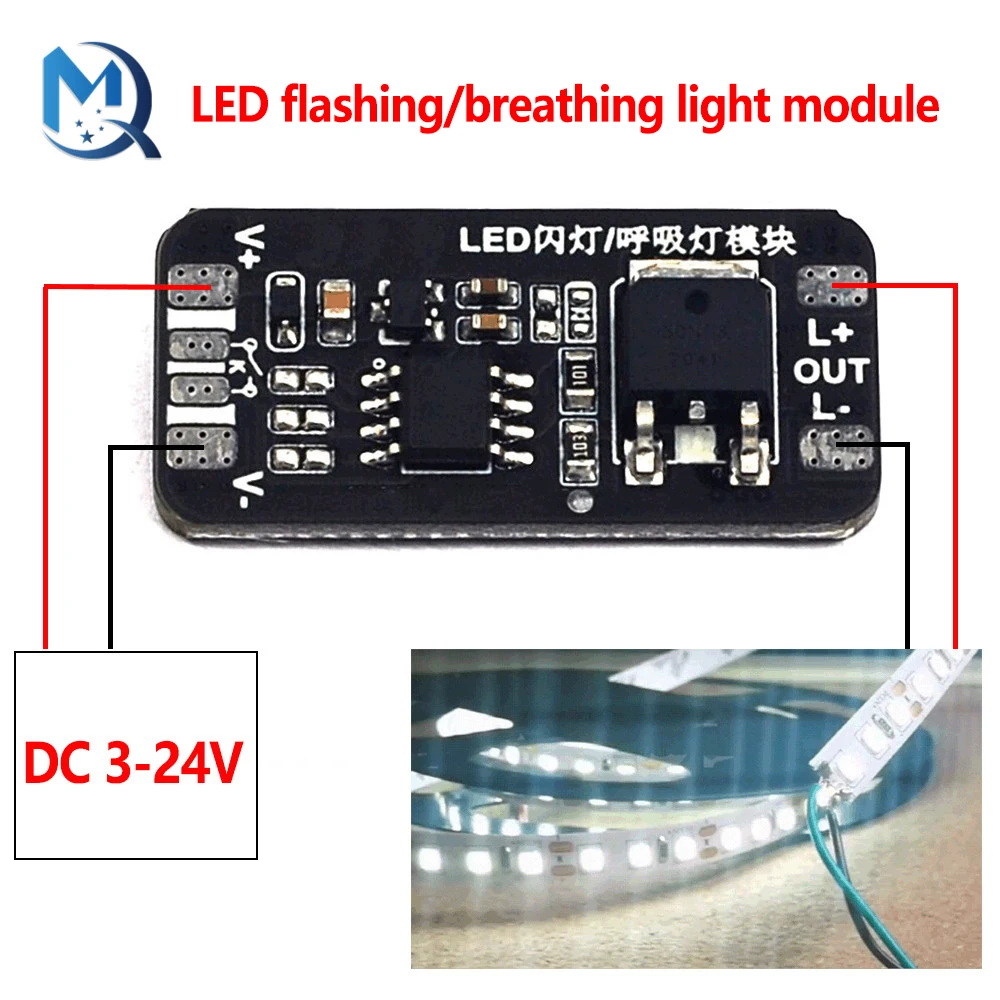 3 Channel Slow Flashing Gradient Light Controller Module Gradually Fades Out Auto Dimmer Breathing Light Driver Chip 3-24V