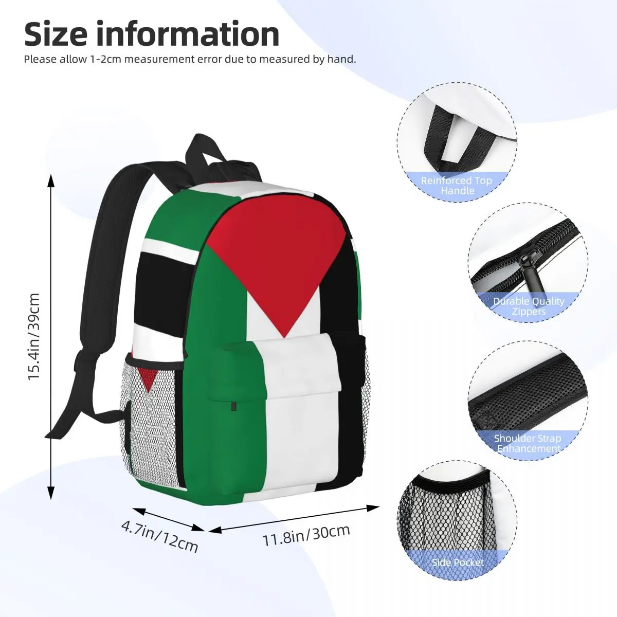 Mochilas con bandera palestina para niños y niñas, mochilas escolares a la moda para estudiantes, mochila para ordenador portátil, bolso de hombro de gran capacidad
