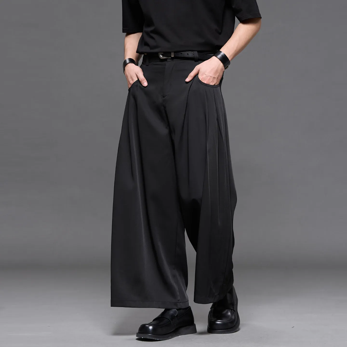 2026 Summer Cooling Sense Niche Designer Japanese Dark Series Loose and Simple Commute Style Straight Wide Leg Casual Suit Pants