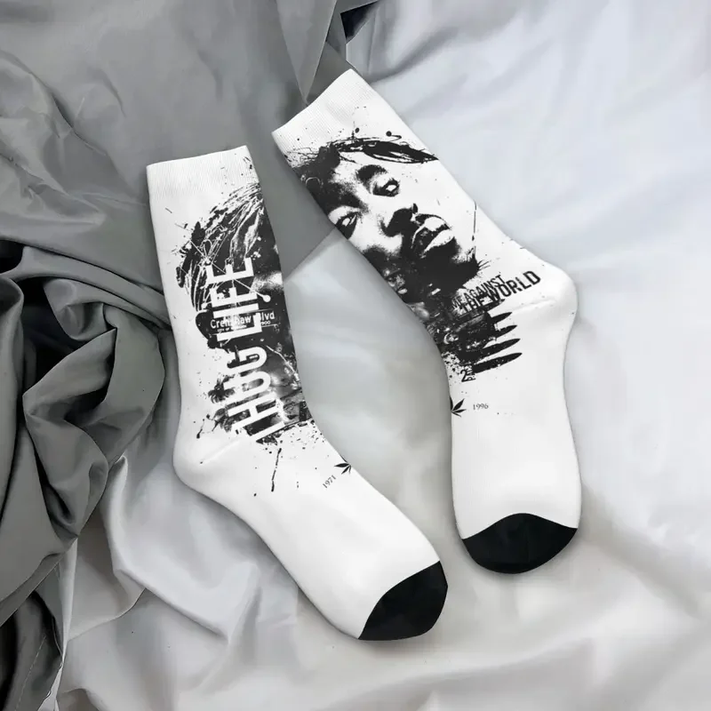 Y2K Autumn Winter - Men'S Women'S Tupac Shakur 2Pac Hip Hop Non-Slip Middle Tube Socks