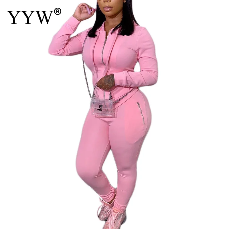 Two Piece Sets Womens Outi Pink Letter Tracksuit Sweatsuits Long Sleeve Jacket Top Pants Suit Femme Lady Sportswear Leisure Suit