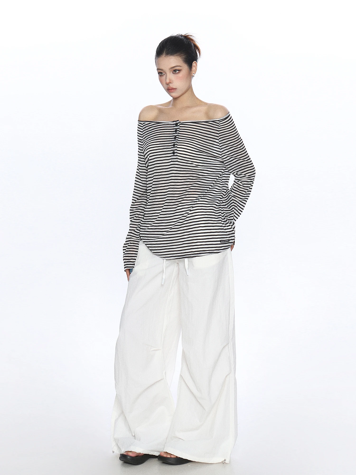 High Quality Hot Selling Wholesale Lazy Korean Striped Long Sleeved T-shirt Women Relaxation Thin Breathable Sunscreen Shirt Top