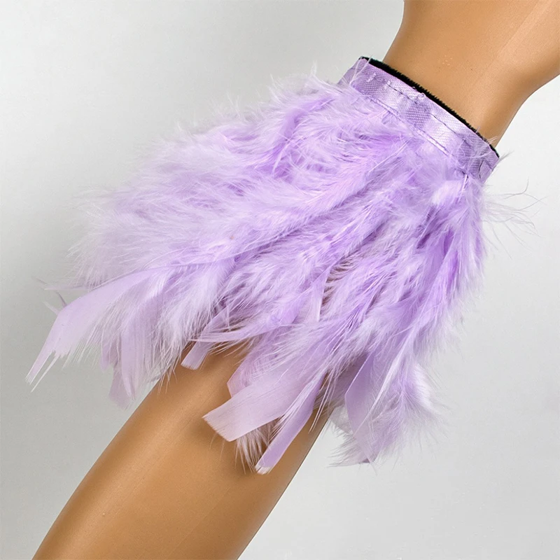 Fashion Feather Cuffs Snap Bracelet Sleeves Wrist Arm for Women Elegant Removable Shirt Cuff Bangle Wedding Party Decorations