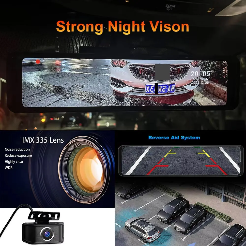 HGDO M210 4K + 2K Dash cam GPS WIFI frontal SONY IMX415 espejo retrovisor grabadora de vídeo SONY IMX307 cámara trasera registra Dvr de coche