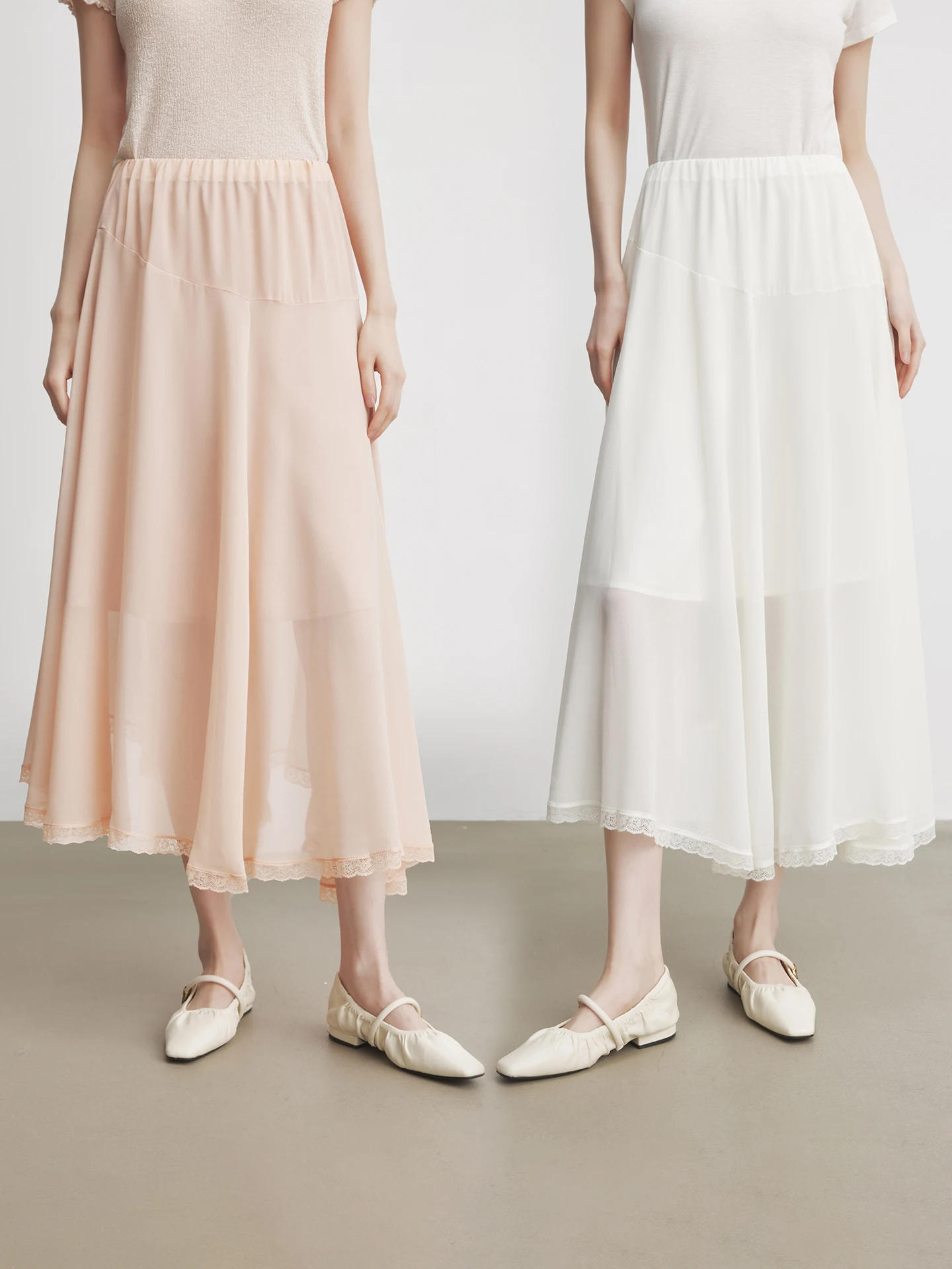 

Женская летняя тонкая длинная юбка А-силуэта Annata Orange с рюшами и эластичным поясом, для повседневной носки, влагоотводящая, с высокой талией, из полиэстера