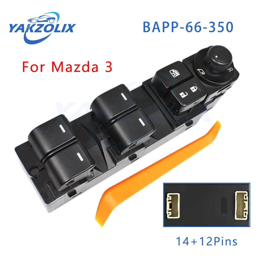 BAPP-66-350 Master Driver Side Electric Power Window Control Switch Lifter Button for Mazda 3 Axela J36 2018 2019 2020-2023