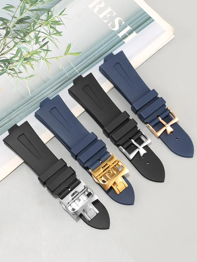 25mm * 8mm Top Quality Rubber Silicone WatchBand For Vacheron Constantin Overseas VC 47450 VC 49020 Watch Bnad Watch Strap Men