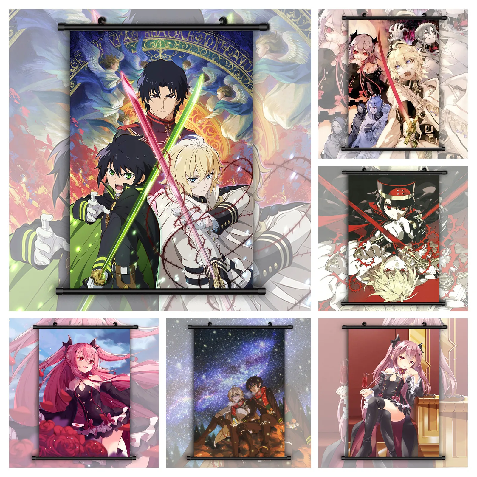 Canvas Painting Seraph of The End Mikaela Hyakuya X Yuichiro Hyakuya Anime Wall Art Kids Bedroom Decor Picture Wall Decor Poster