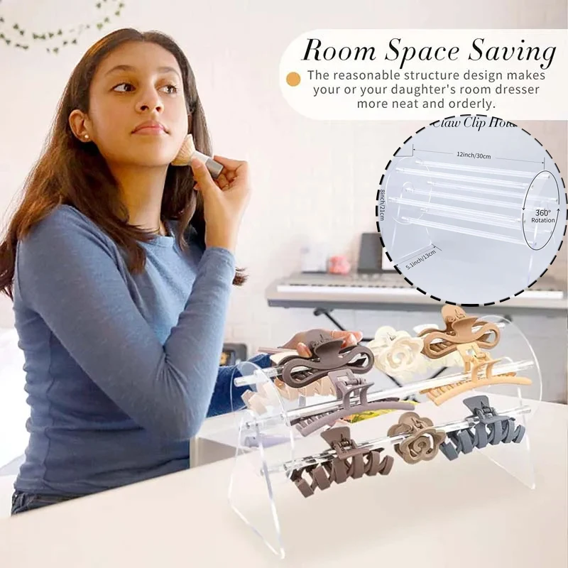 

Hairpin Organizer Claw Clip Display Rack, Home Vanity Storage, Decoration Display Cabinets, 360 ° Rotating