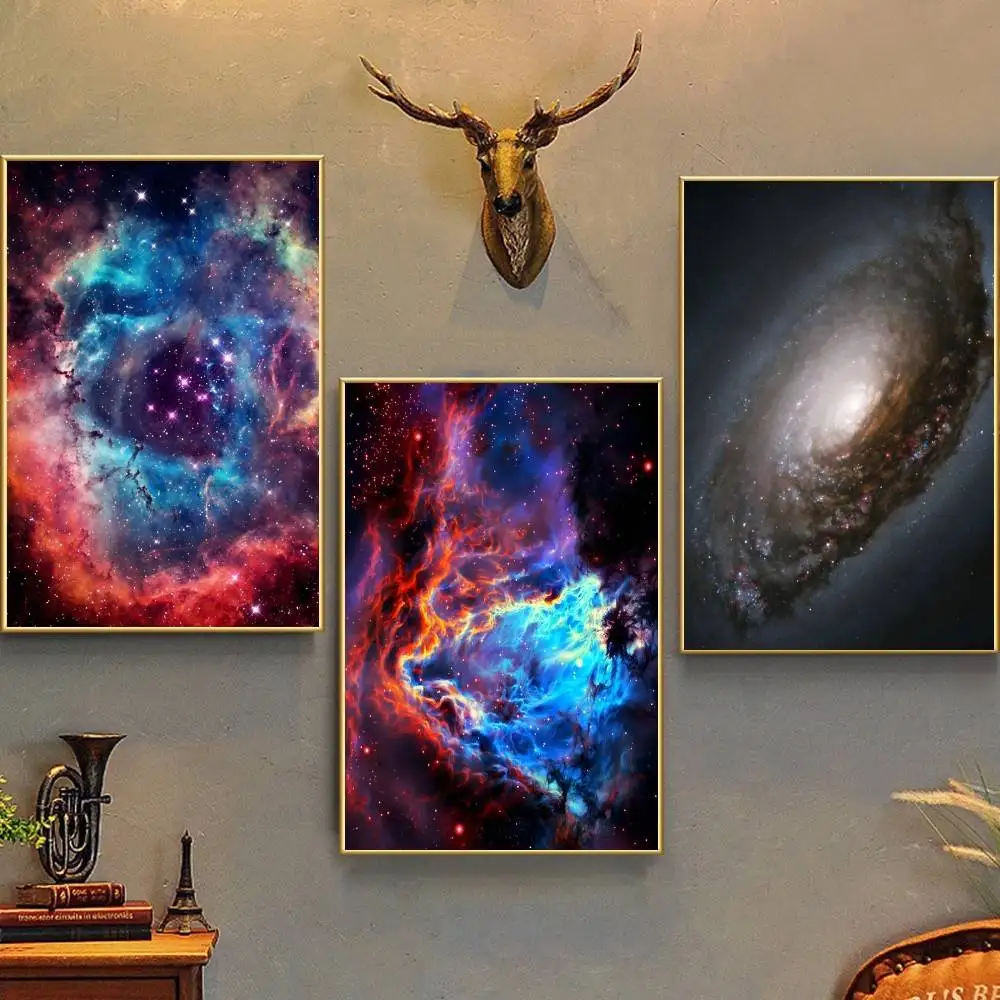 Cosmic Galaxy Poster Self-adhesive Art Waterproof Paper Sticker Coffee House Bar Room Wall Decor