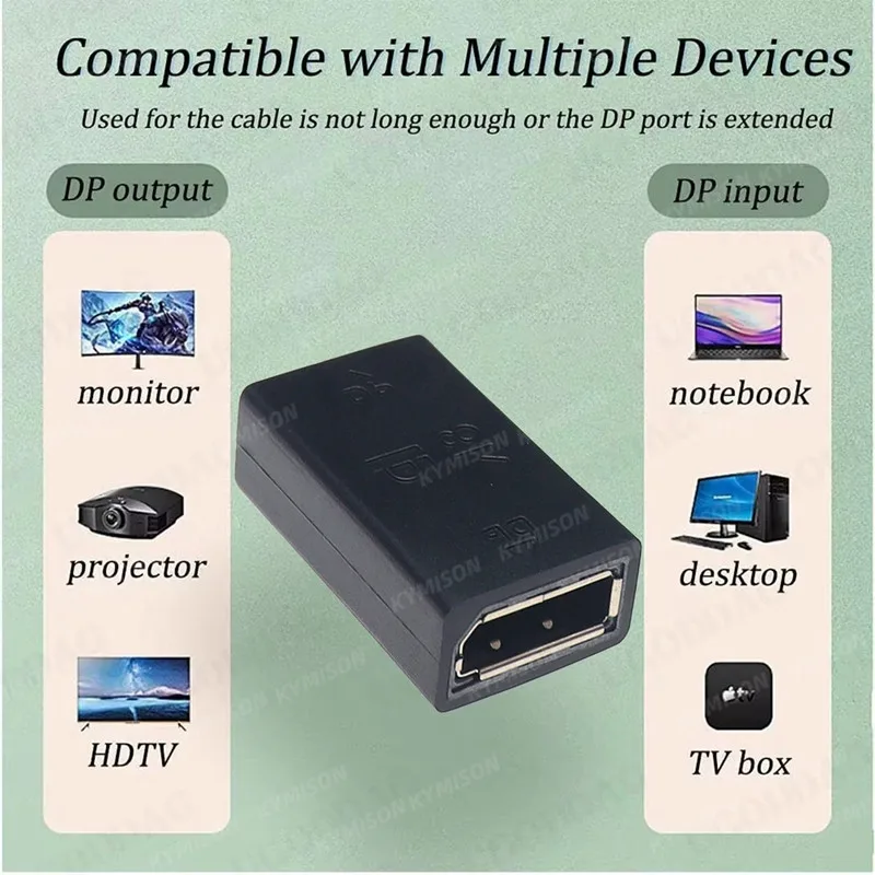 Displayport Adapter 8K DP Female to DP Female Extention Coupler Convertor Connector DP 1.4 for DP Cable Extension Transfer