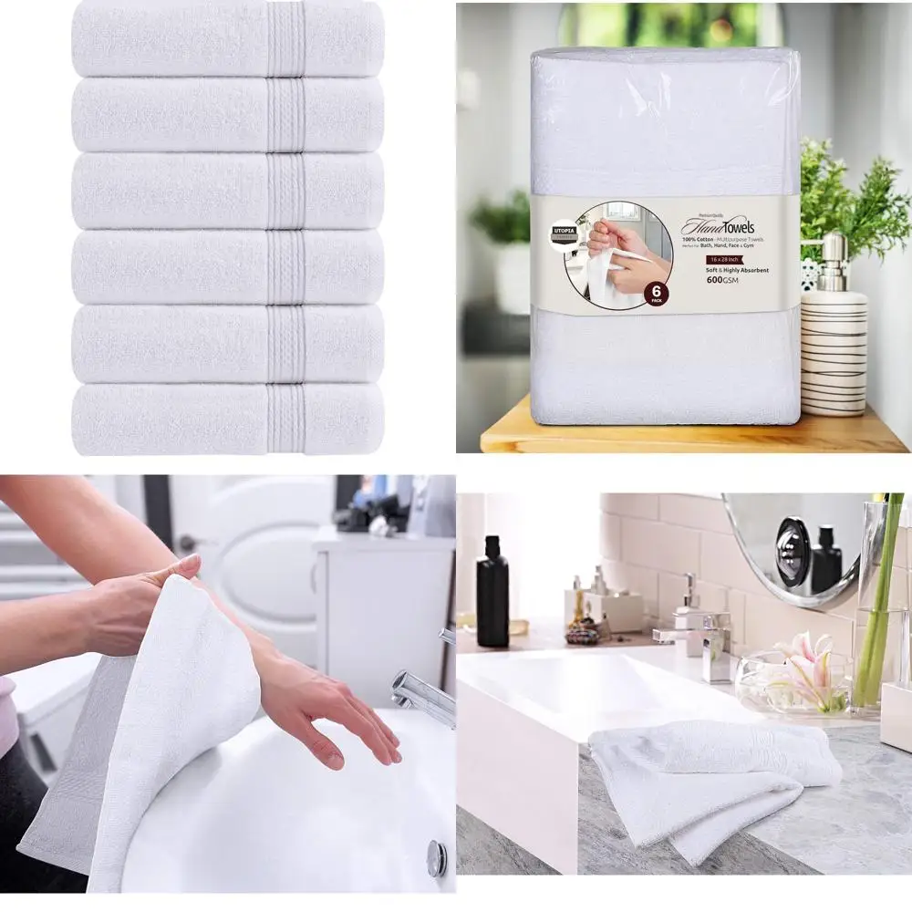 

Premium 72-Pack Hand Towels Set, 16x28 inches, 100% Cotton, Soft and Absorbent, 600GSM Towels
